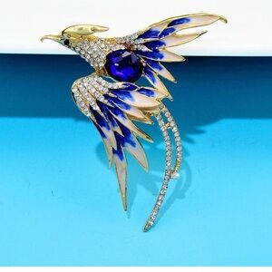 Elegant Blue and White Bird Brooch